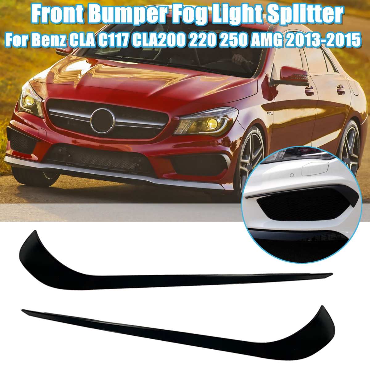 Matte Black Front Bumper Fog Light Splitter For Mercedes Benz CLA C117 CLA200 220 250 AMG Fog Lamp Splitter: Default Title