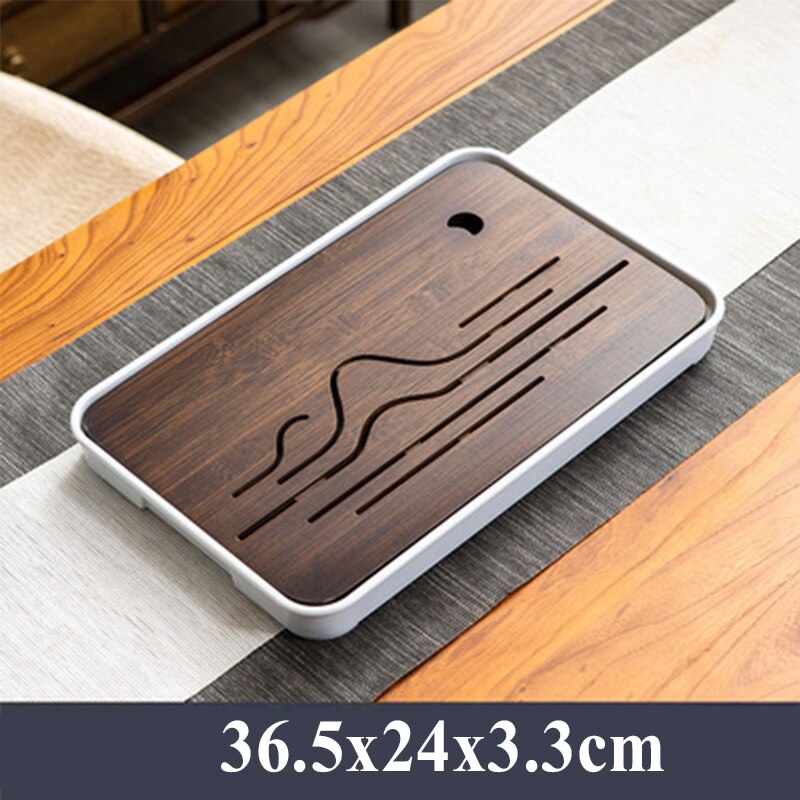 Chinese Bamboo Melamine Small Tea Table Tea Set Tray Drainage Water Storage Kung Fu Tea Set Household Simple Tea Tray Tea Sea: d