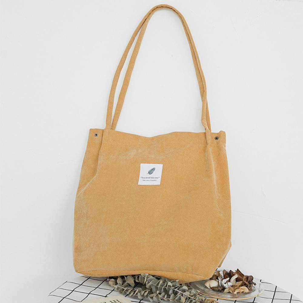 High Capacity Women Corduroy Tote Ladies handbags Casual Shoulder Bag Foldable Reusable Shopping Beach Bag
