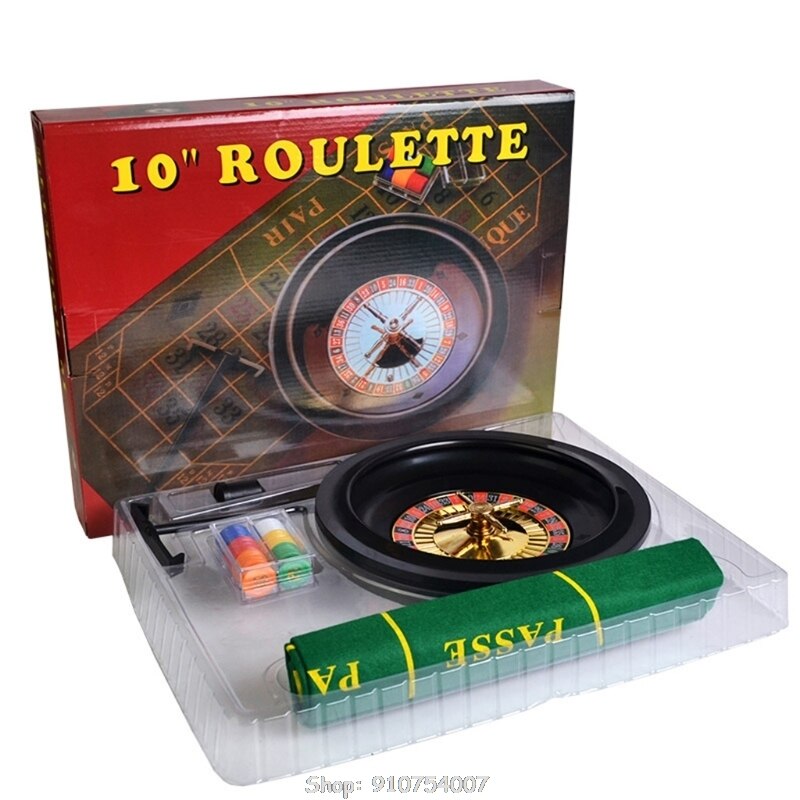 10 inch Roulette Game Set Casino Roulette with Table Cloth Poker Chips for Bar KTV Party Borad Game N05 20