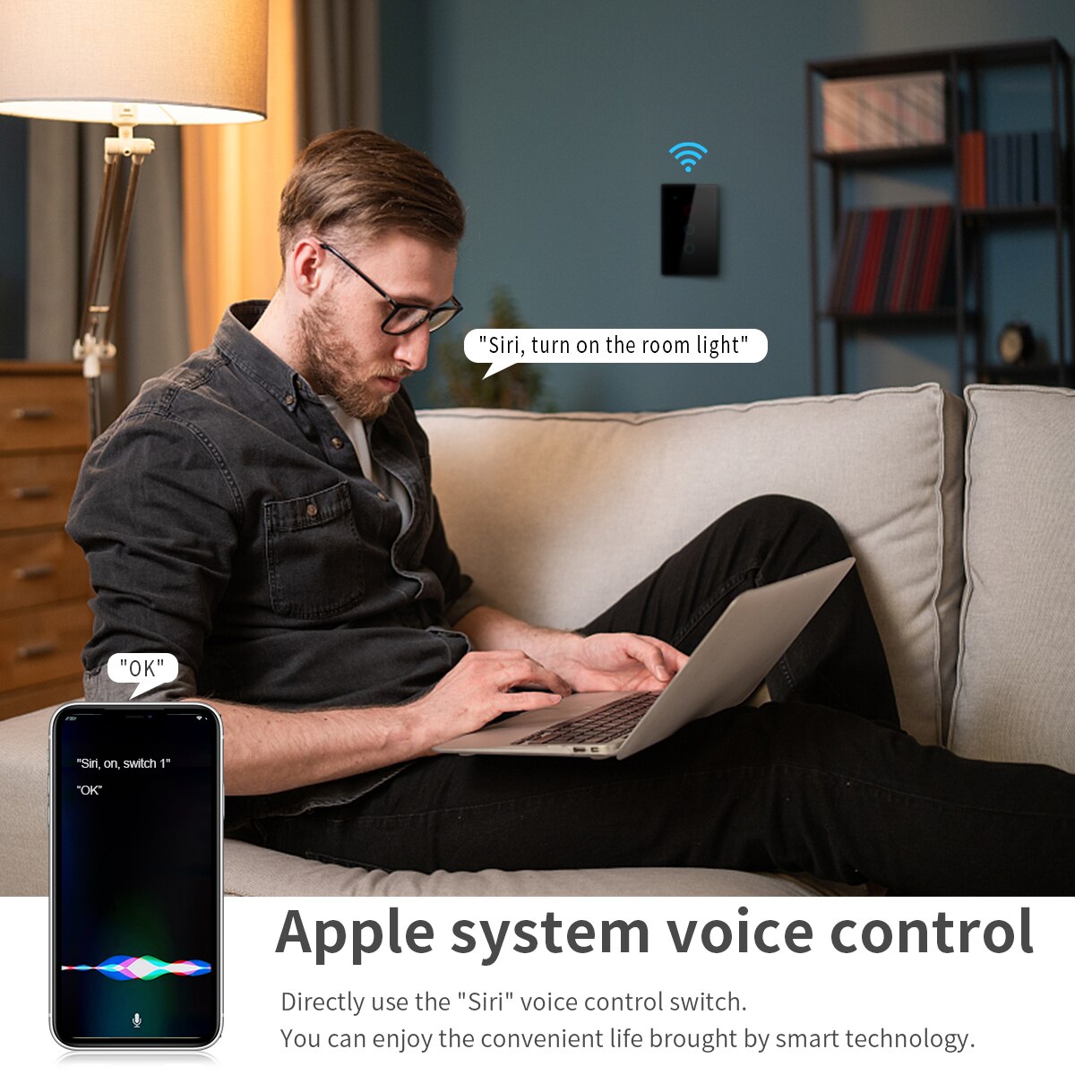 Smart Home Control Touch Switch inteligente Apple Homekit WIFI Switch EU US Standard Home Assistant 220V 110V Need Neutral Wire