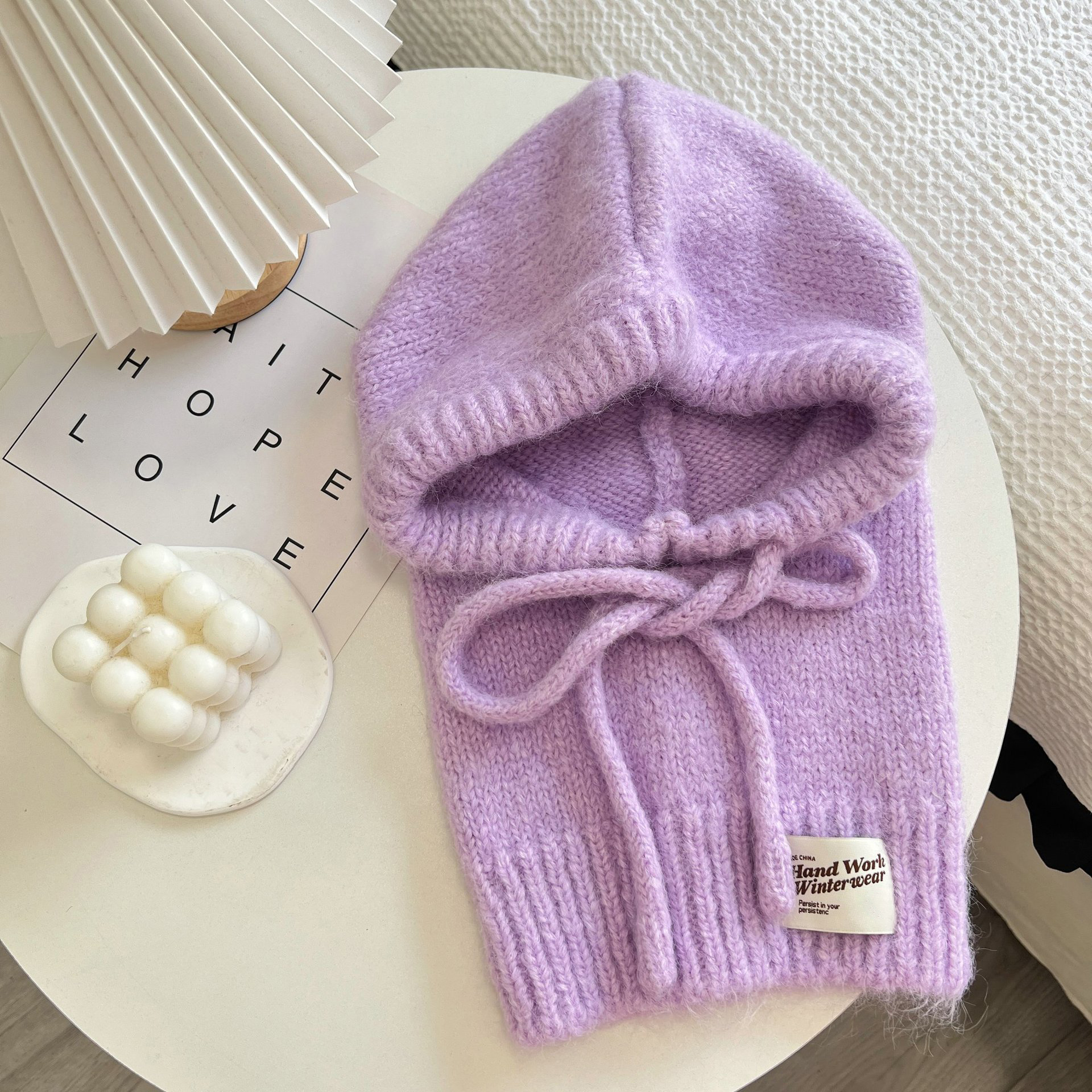 Strikkede luer til menn og kvinner, vintervarm unisex hettelue, halskrage, skjerflue, skilue, kalde luer, balaklava, lue: Fioler