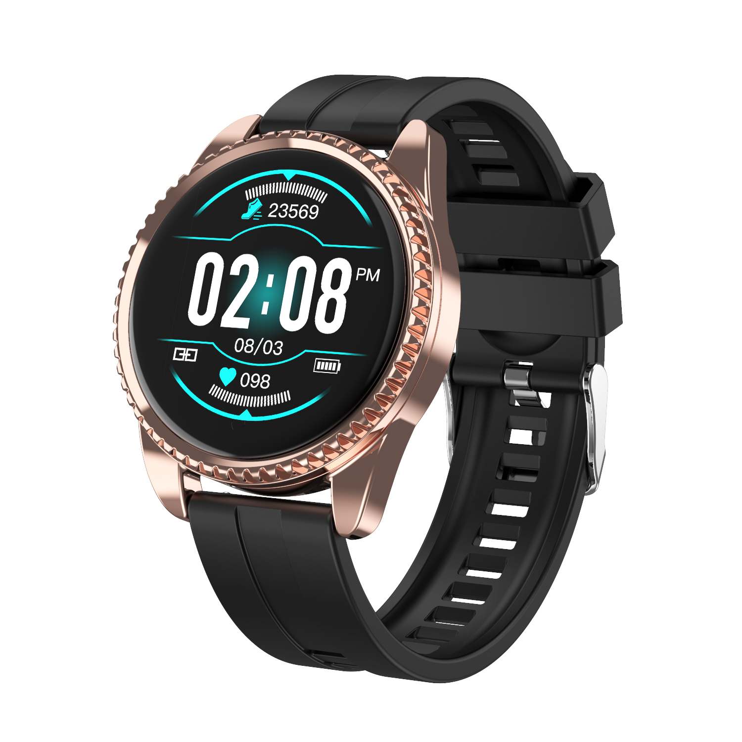 Lynwo  bt01 kroppstemperaturdetektering i realtid tim blodtryck  o2 monitor flera rattar  ip68 smarta armband: Gyllene silikontejp