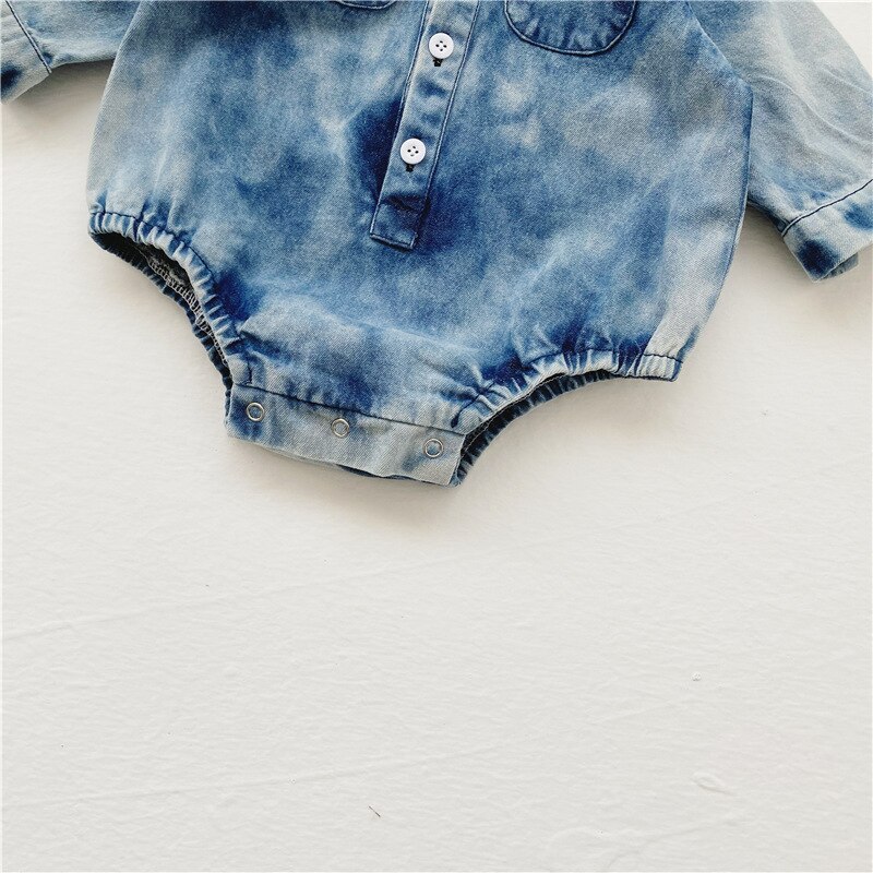 printemps 0-24m enfant en bas âge enfants fille bébé garçon Denim vêtements à manches longues body solide combinaison tenue bébé vêtements