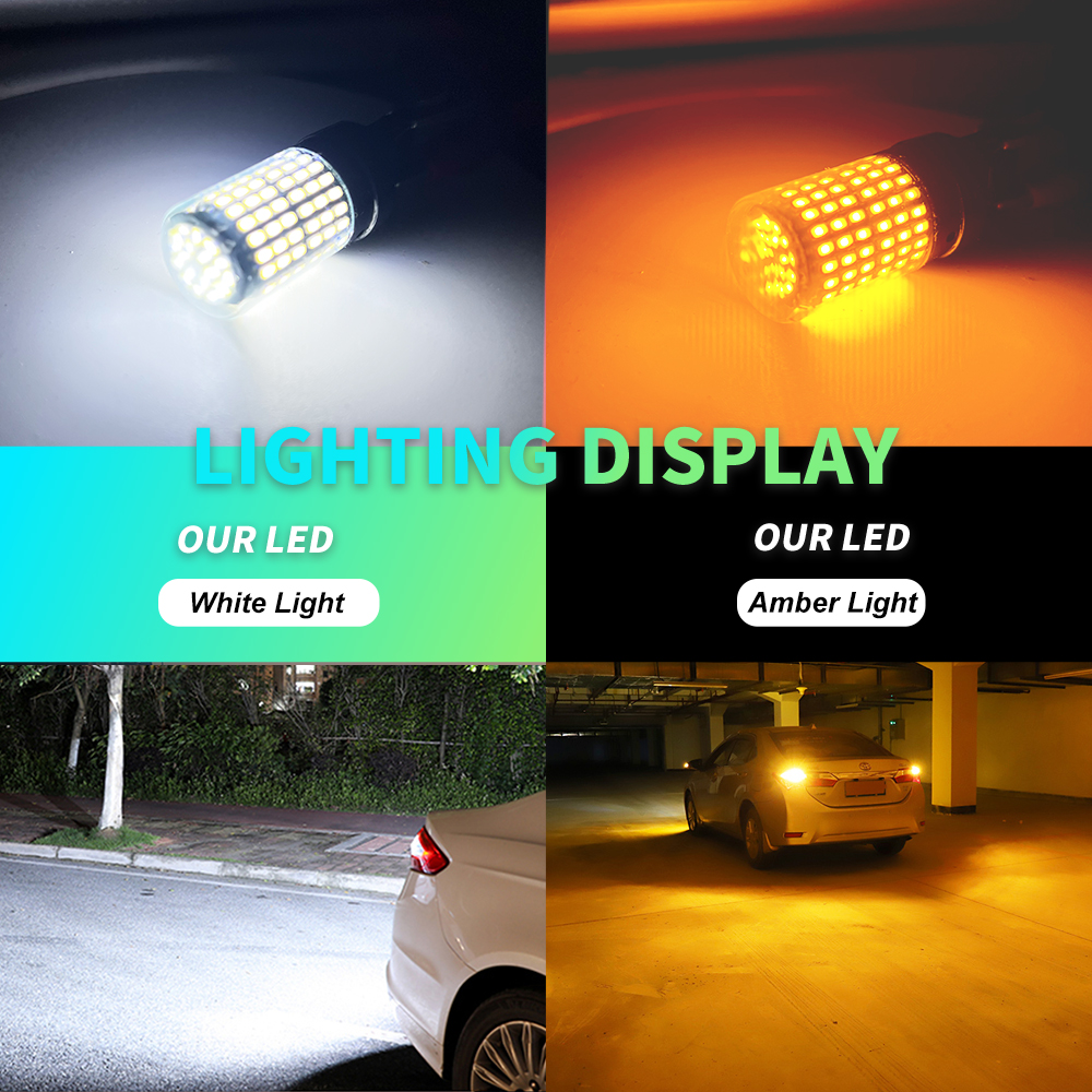 2 stücke 1156 BA15S P21W BAU15S PY21W T20 7440 W21W 3157 1157 P21/5W W21/5W LED-lampen 144smd LED CanBus Lampe Für Blinker Licht