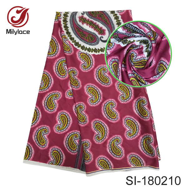 Tissu en soie nigérian de , wax numérique imprimé de couleur vive pour robe SI180207: color 10