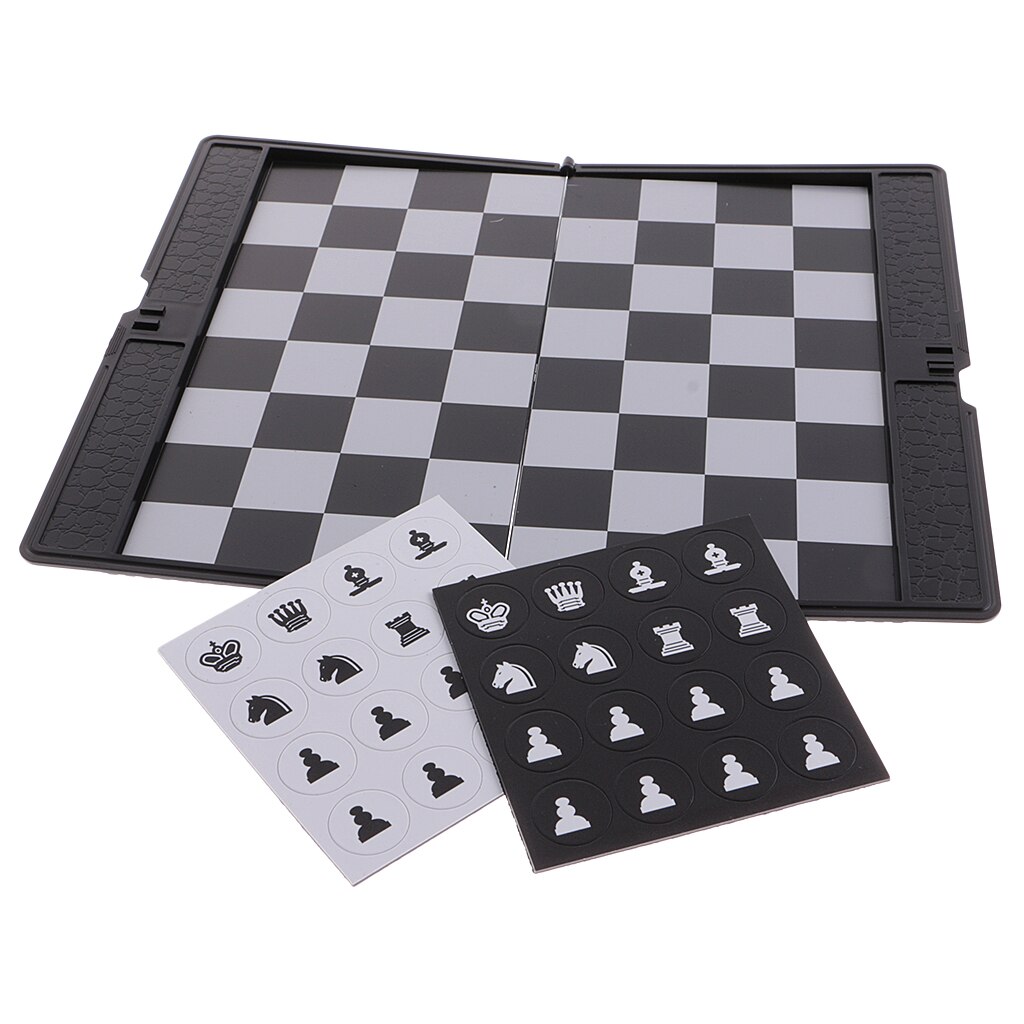 Folding Magnetic Chess Set, Traditional Board Checker Games for 2 People/Players - Black White