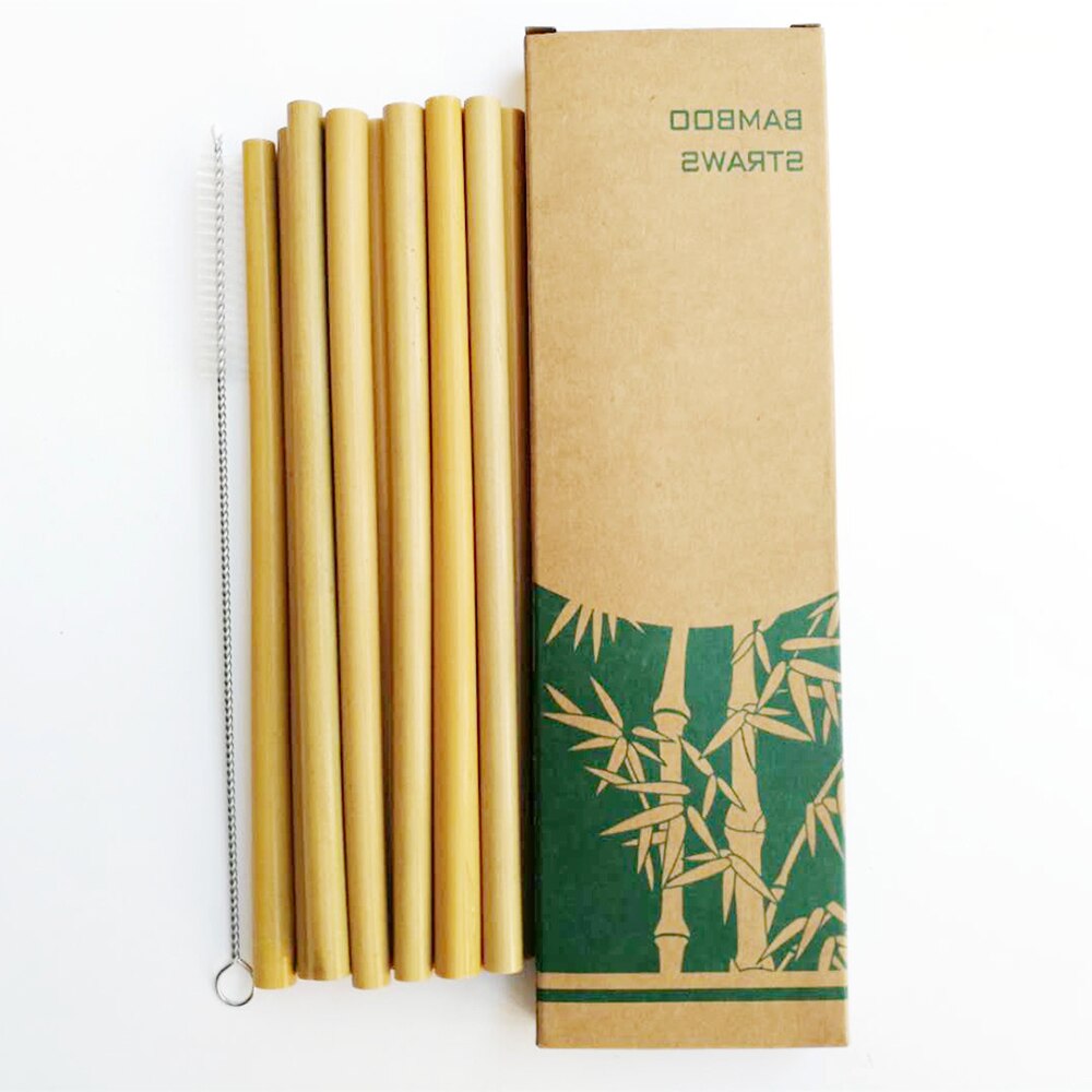100 stk bambus sugerør genanvendelige miljøvenlige festkøkken + ren børste nyttigt køkkenværktøj