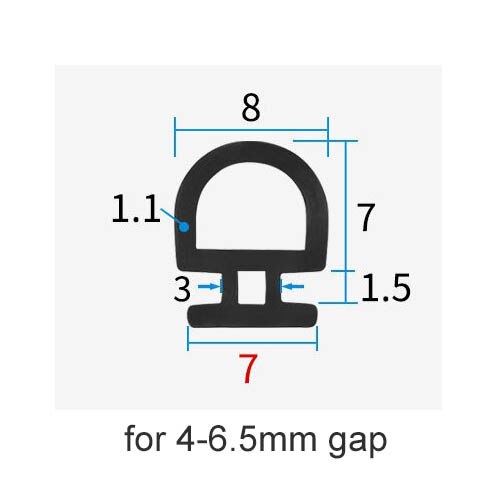 5/10M larghezza inferiore 5/6/7mm strisce di tenuta EPDM ponte alluminio porte/finestre strisce di plastica sigillate finestre e porte a risparmio energetico: 10M / 7mm