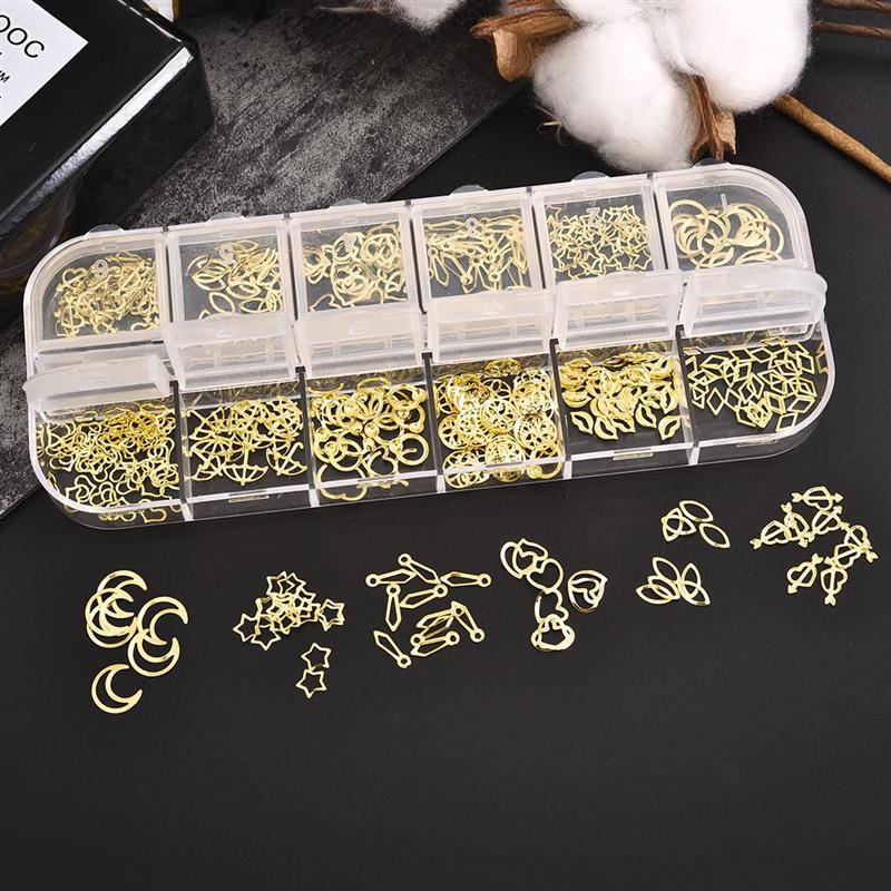 12 Gordt/Set Briljante Mix Vormige Metalen Pailletten Pailetten Voor Nail Art Decoratie Diy Ambachten Scrapbook Manicure Accessoires