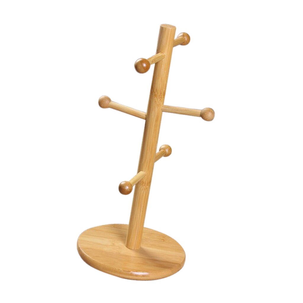 Bamboo Wood Mug Tree Stand Kitchen Storage Rack Cup Organizing Shelf