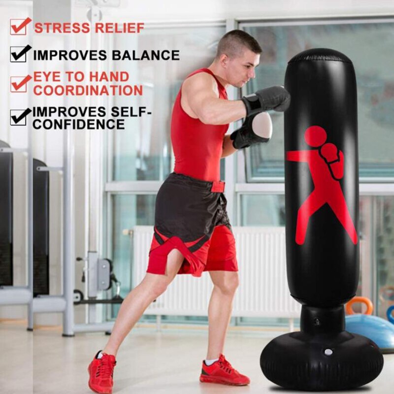 Inflatable Boxing Punching Bag Fitness Punching Bag Fitness Equipment Tumbler Boxing Pillar Taekwondo Training for Kids Adults