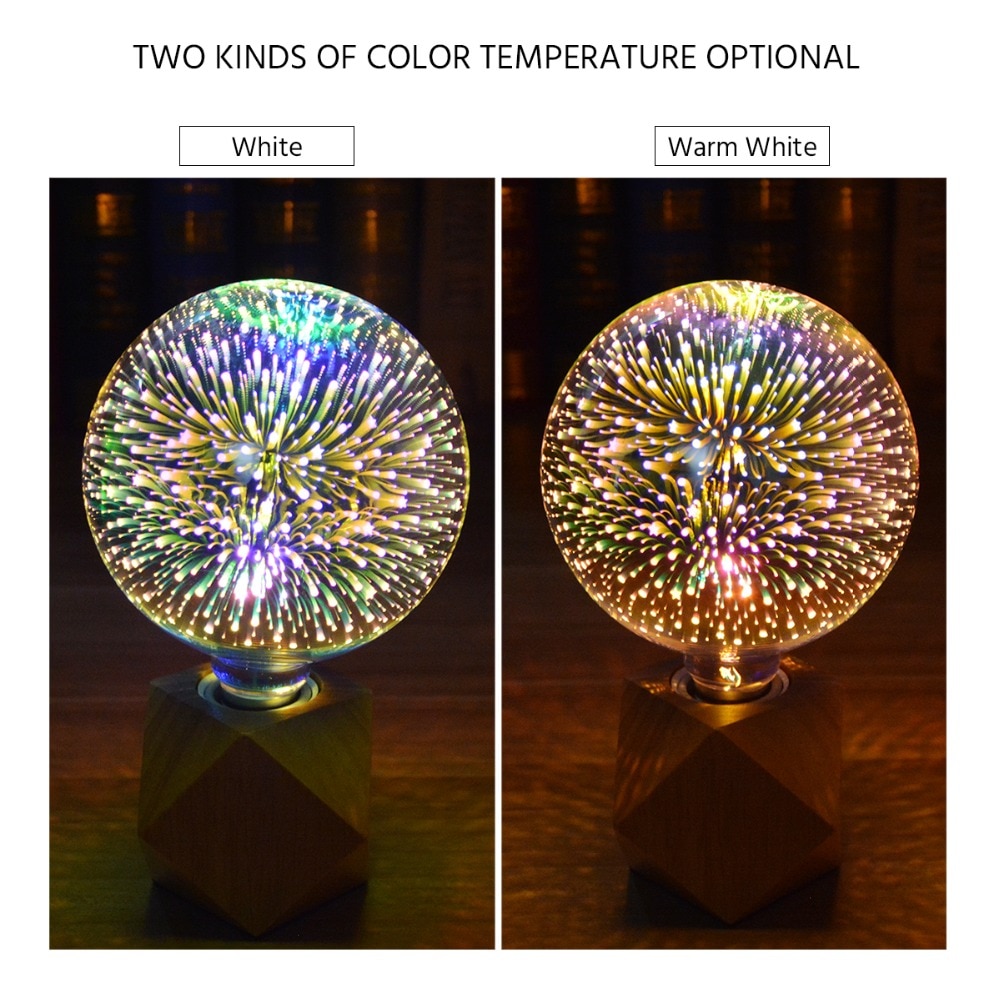 Fée feux d'artifice 3D effet LED lumières Vintage décoratif ampoule 3D lampe à LED 110 V-220 V E27 4 W A60 ST64 G80 G95 G125 pour la maison
