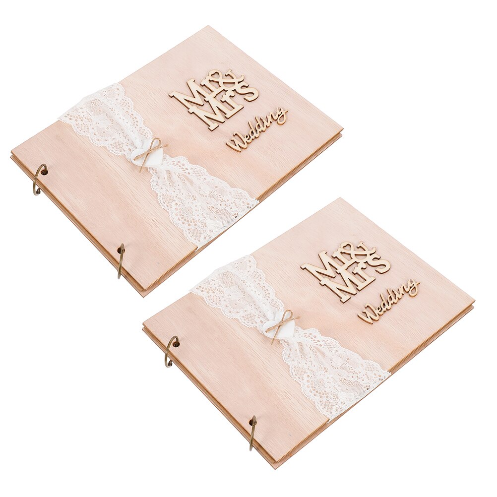 Livre de Signature pour invités (10 Pages), décoration rustique de mariage, livre d&#39;or, 2 pièces