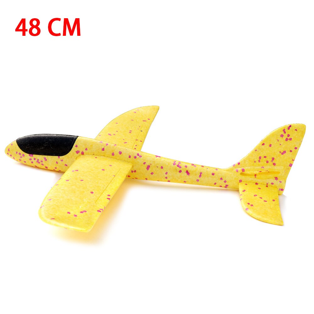 38/48Cm Hand Gooi Schuim Vliegtuig Speelgoed Outdoor Lancering Zweefvliegtuig Vliegtuig Kids Speelgoed Gratis Fly Vliegtuig Speelgoed puzzel Model Jouet: 48cm yellow