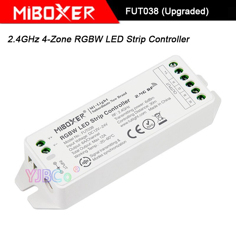 Miboxer Rgbw Led Strip Licht Controller,FUT038 (Verbeterde) 2.4 Ghz 4-Zone DC12V ~ 24V Rgbw Led Lamp Tape Dimmer