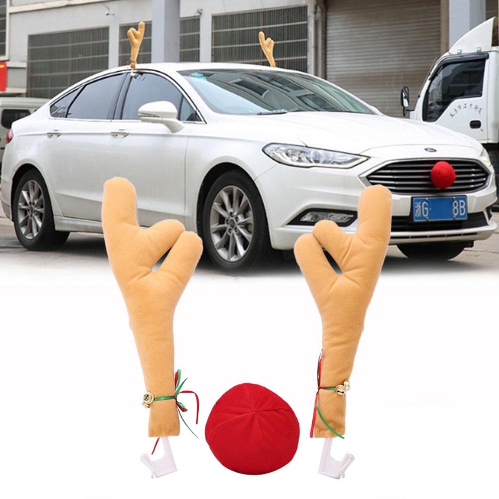 1Set Modieuze Kerst Geel Gewei Decoratie Auto Windows Ornamenten