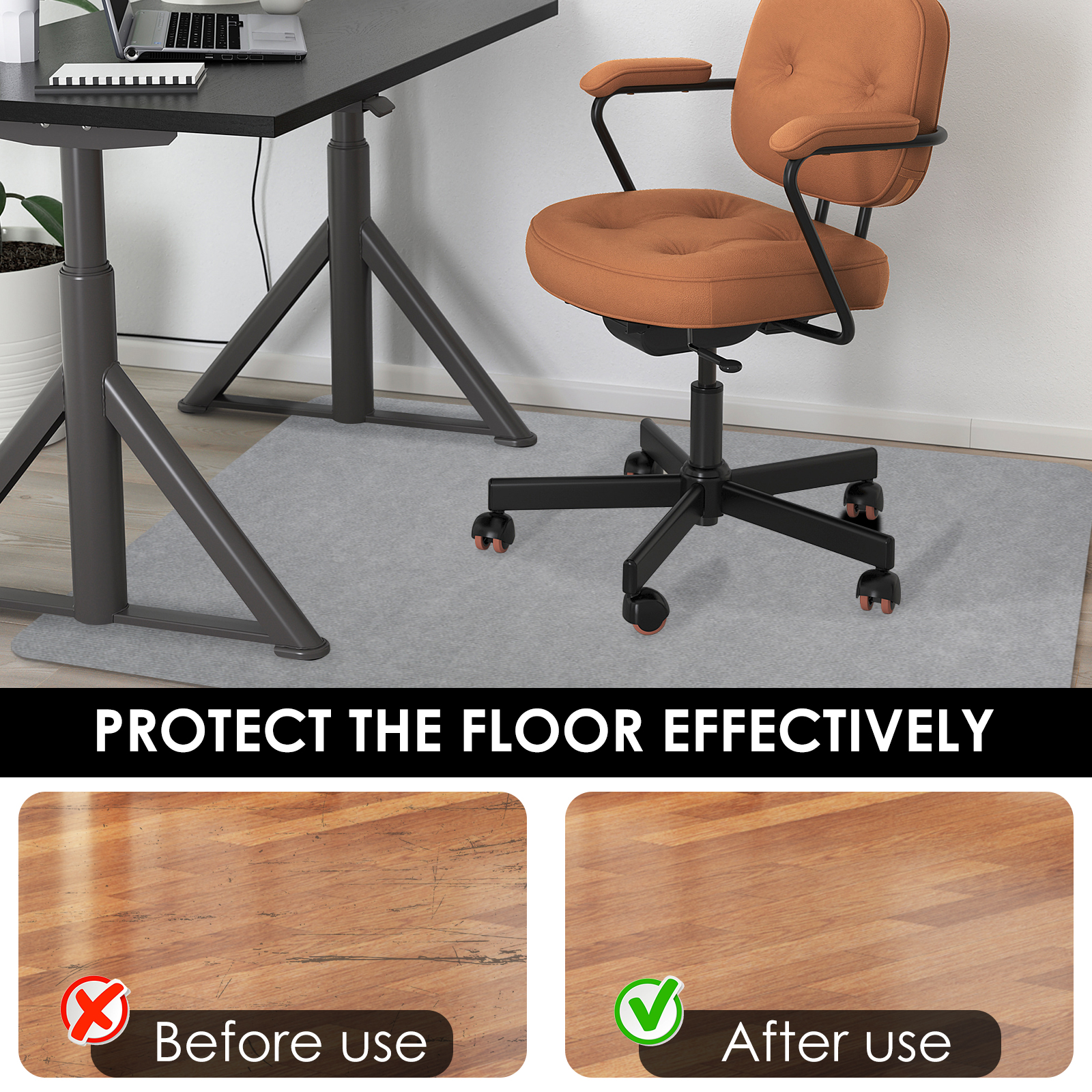 Office Chair Mat Anti Slip Desk Chair Mat Protective Rolling Chair Mat Easy Clean Floor Protector Premium Under Desk Rug for