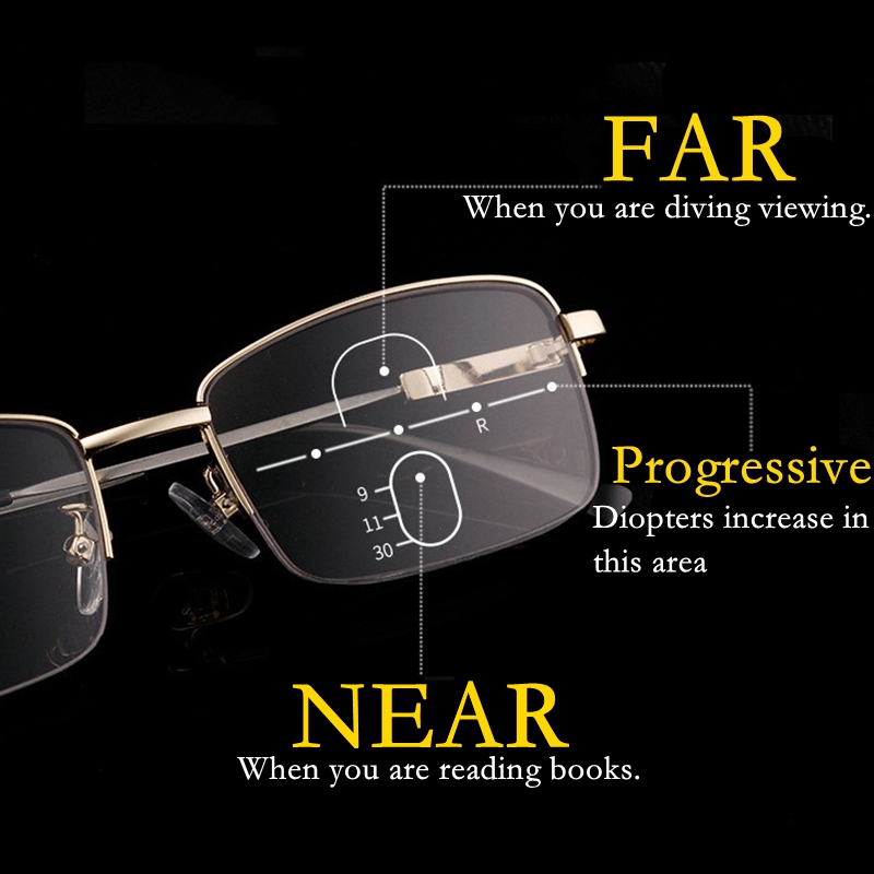 Titanium half montuur metalen progressieve leesbril heren multifocale anti-blauw licht presbyopische bril legering dames gafas  +1.5