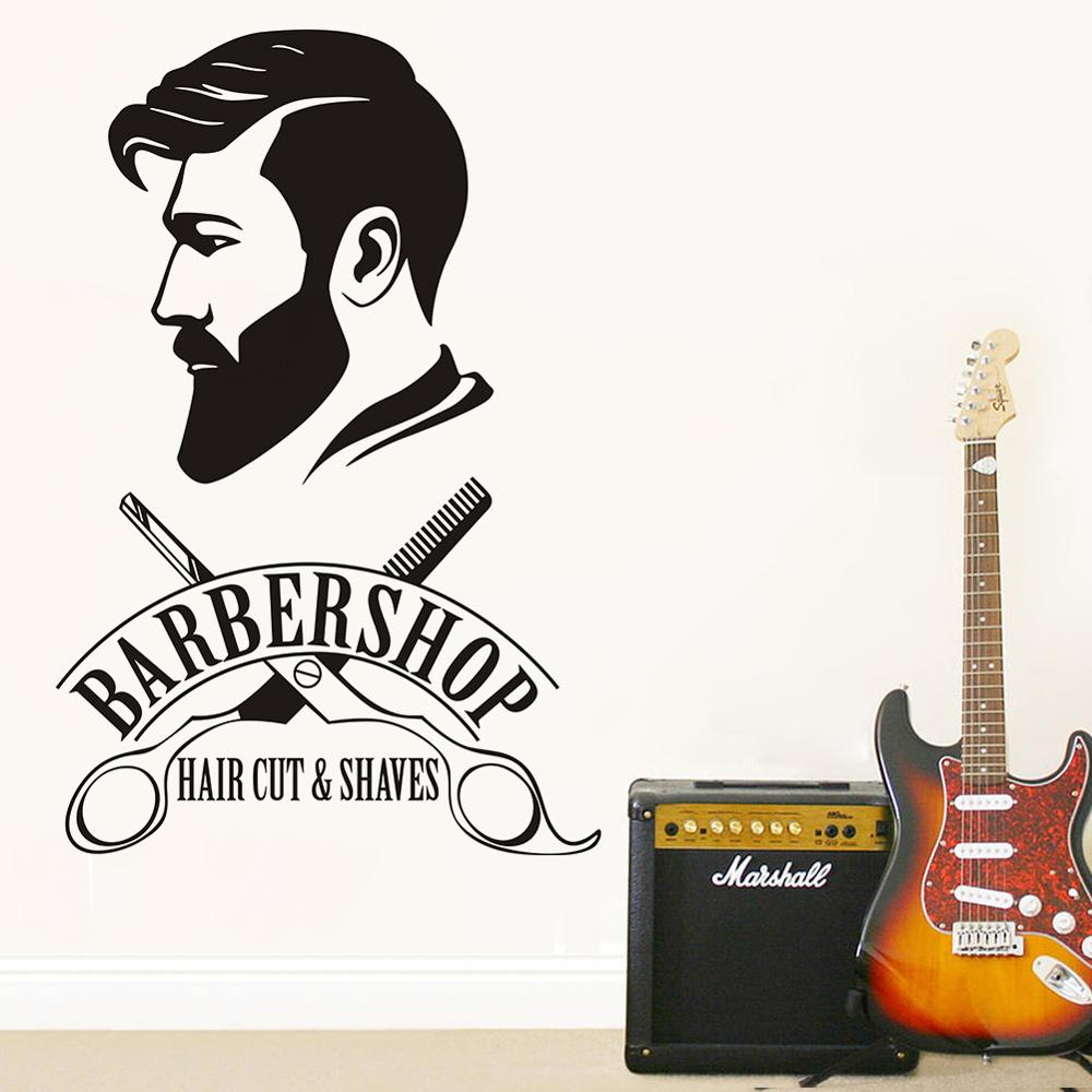 Barbershop Decoratie Salon Muursticker Etalage Muurtattoo Hair Cut Art Mural Salon Muur Papier