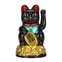 1Stck Schwarz Klassische Glück Reichtum Elektrische zwinkern Katze Winken Katze Zuwinken Maneki Feng Shui Handwerk Wohnkultur Weihnachten: Schwarz