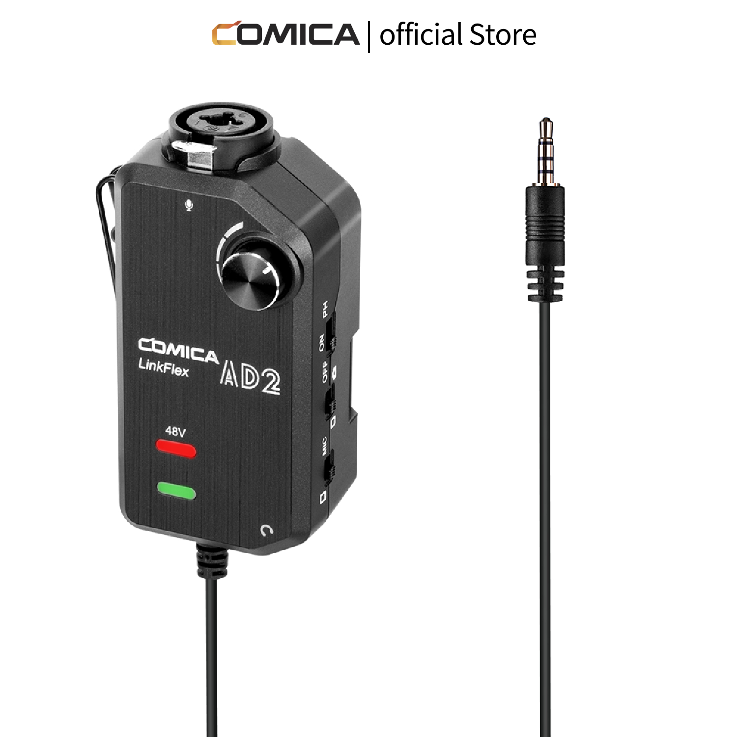Comica LINKFLEX AD2 Audio Interface for iPhone Android Smartphones/DSLR Cameras, Audio Preamp Adapter with 48V Phantom Power
