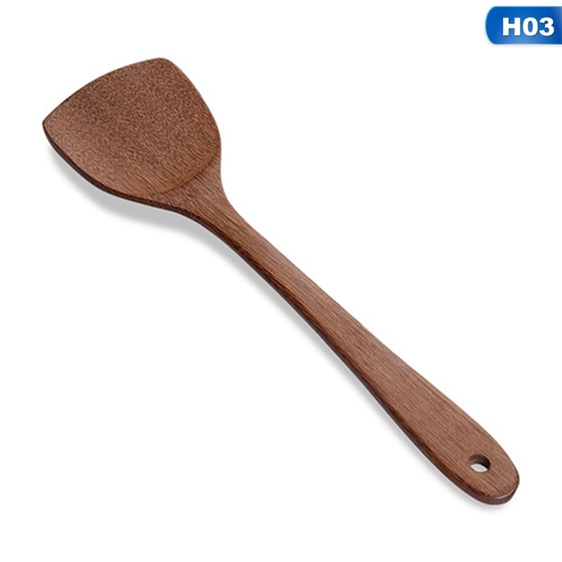 Wooden Long Handle Spatula Kitchen Non Stick Cooking Utensils Wooden Turners Spatula Spoon Kitchen Utensils: H03