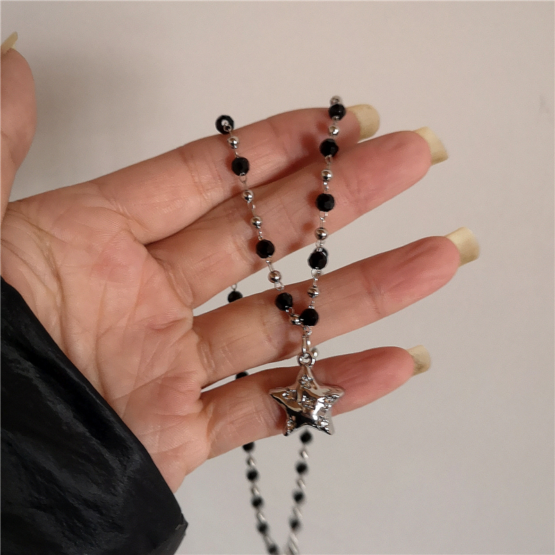 Kpop Cool Punk Vintage étoile pendentif chaînes collier pour hommes femmes Egirl Hip Hop années 90 Grunge esthétique EMO bijoux Y2k accessoires: Rouge-brun