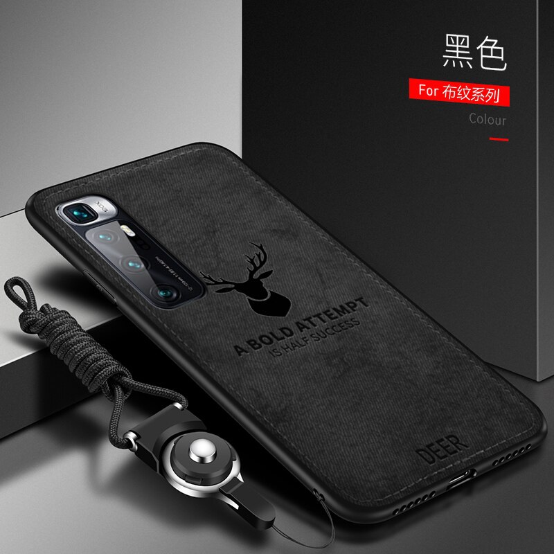 Voor Xiaomi Mi 10T Pro Case Soft Tpu + Hard Stof Herten Met Lanyard Slim Beschermende Cover Case Voor xiaomi Mi 10T Mi10T 10Tpro: For Mi 10T Pro / black