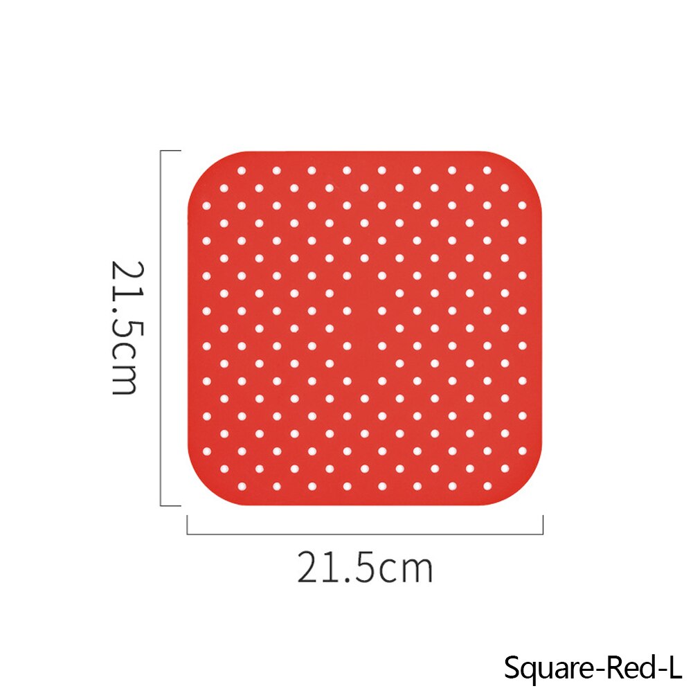Alfombrilla para freidora de aire, cesta de silicona antiadherente de grado alimenticio para freidoras de aire de 8/9 pulgadas, accesorios de cocina: A-Square-Red-21.5cm