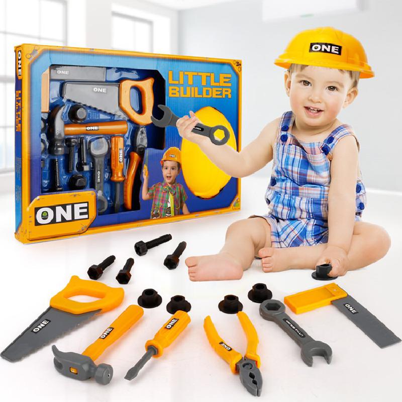 Pretend Play children&#39;s and boys&#39; play toys set simulation 15-piece maintenance tool simulation saw tweezers screwdriver