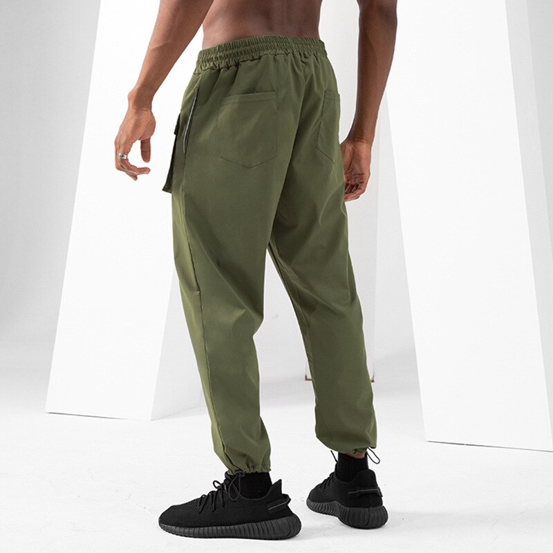 Pantalon décontracté pour hommes, grande taille, à séchage rapide, droit, multi-poches, couleur unie, survêtement de Transport,