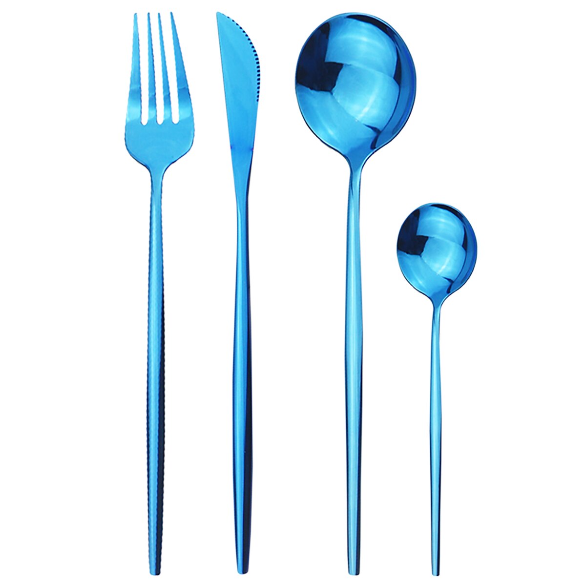 32 teile/satz Besteck einstellen Schwarz Gold Besteck einstellen 18/10 Edelstahl Geschirr einstellen Messer Gabel Löffel Geschirr Küche Geschirr: Blau