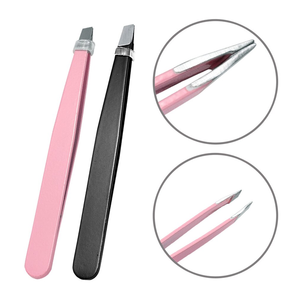 2 Sets Twee In Een Tweezerman Pincet Rvs Beauty Tool Zwart Roze Draagbare Thuisgebruik Wenkbrauw Plucker