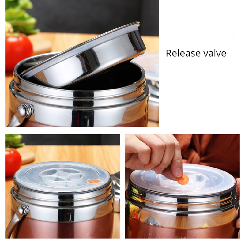 Termo portátil de acero inoxidable para comida, caja de almuerzo al vacío de 6-12 horas, tarro de sopa de 1,2/1.5L, caja Bento aislada, contenedor a prueba de fugas