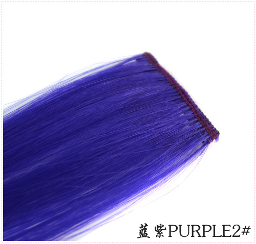 LIHUI-extensiones de cabello sintético para mujer, mechones de pelo largo y liso, con Clip, para resaltar, Color arcoíris, Color rosa: PURPLE2