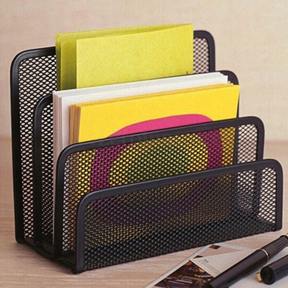 Black Mesh Brief Papier Bestand Opbergrek Houder Lade Organisator Desktop Kantoor P15