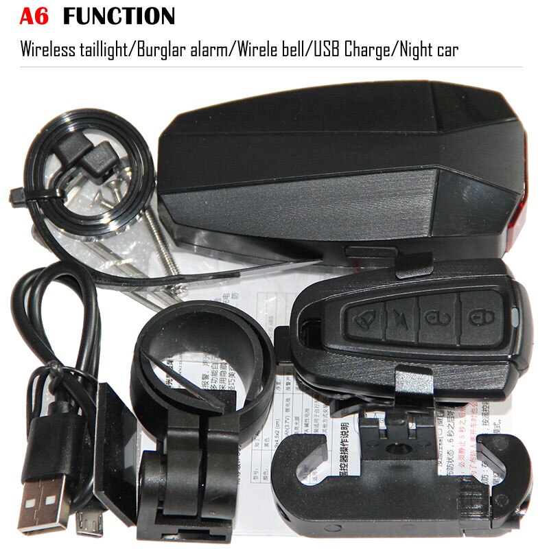 Bicycle Wireless Anti-theft Alarm Lock Bike Remote Control Rear Light Antusi Bell Cycling Safety Taillight Bicicletas Smart Lamp: Default Title