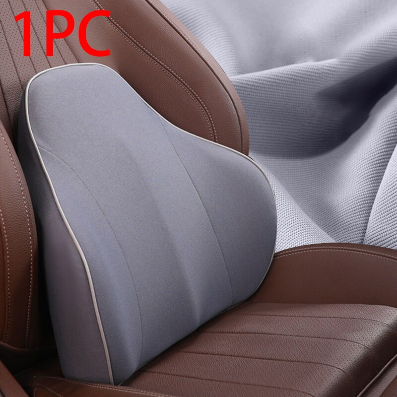 Almofadas de carro auto assento volta lombar apoio almofada espuma memória interior bens automotivos macio encosto cabeça pescoço resto protetor travesseiro: Gray Lumbar