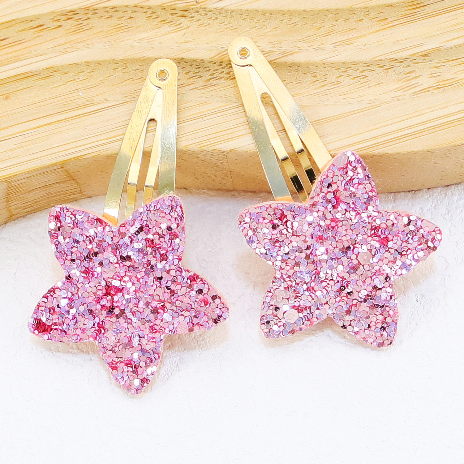 2/8pcs Sparkly Star Hair Clips Kids Glitter Star Shaped Hairpins Girls Alloy Snap Barrettes Clips Kids Children Hair Accessories: Lavender