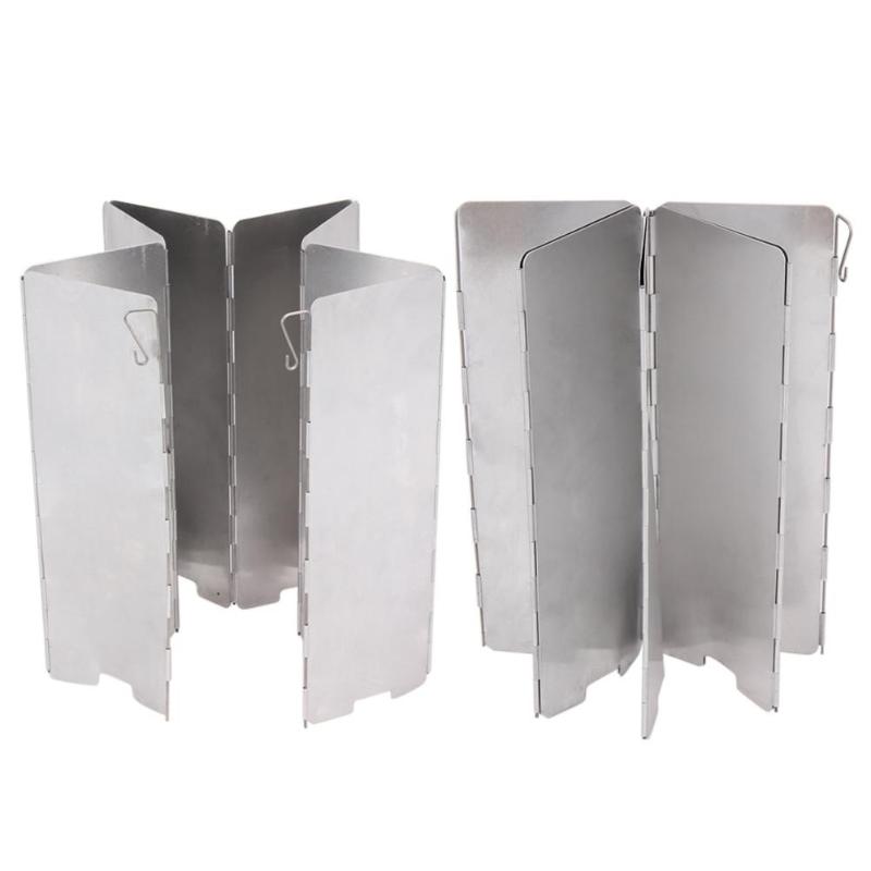 8 Platen Opvouwbaar Kachel Voorruit Outdoor Koken Bbq Gasfornuis Aluminium Wind Screen Shield Camping Windscherm Apparatuur