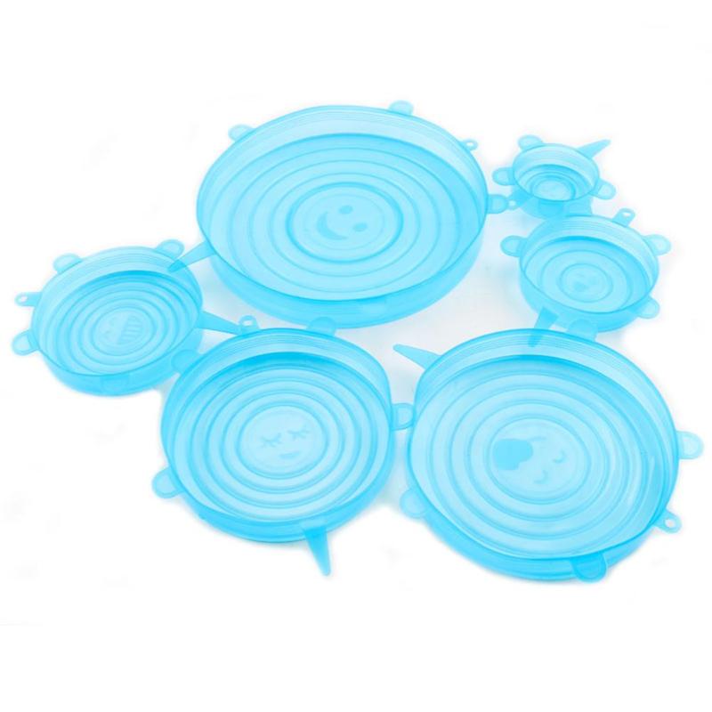6 Pcs/Set Reusable Silicone Food Wrap Stretch Vacuum Seal Cover Saran Wrap Kitchen Organization Food Fresh Keeping Sealed lids