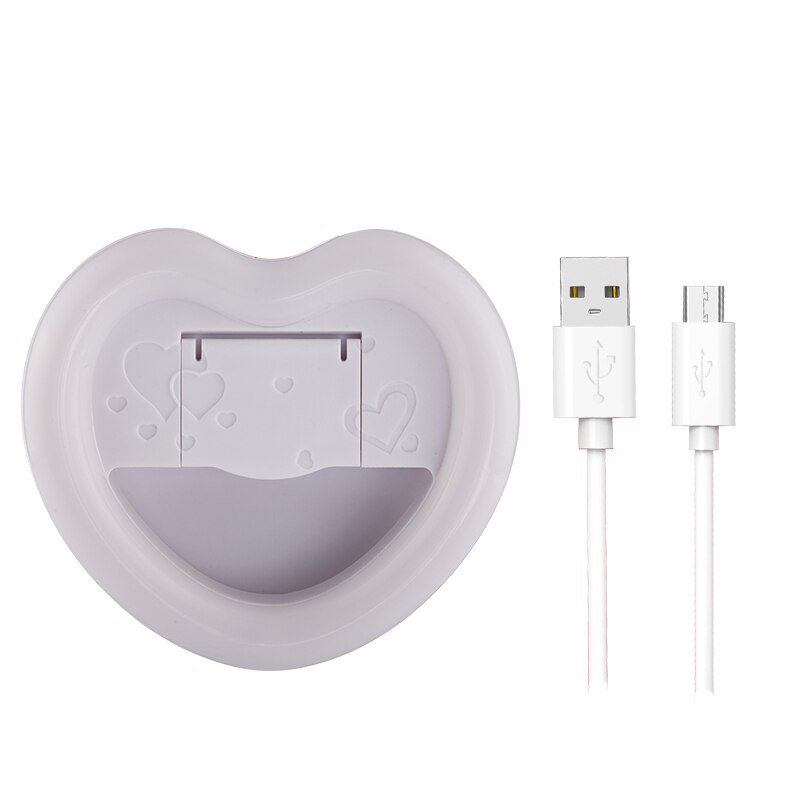 Anillo de luz para Selfie recargable con espejo grande, soporte para teléfono, para IPhone, Smartphone, Huawei, Xiaomi