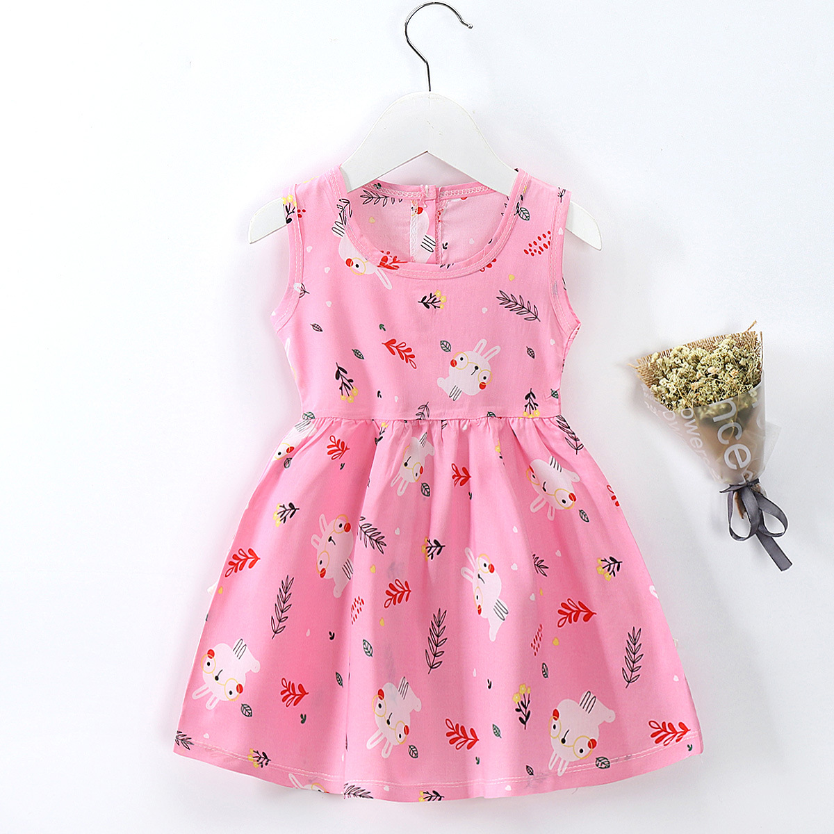 Abito da ragazza in cotone estivo Abbigliamento per bambini Ragazze Bambini Abiti a fiori Senza maniche Principessa Party Outfit Abbigliamento per bambini
