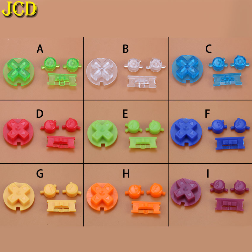 JCD 1 Set Plastic Power ON OFF Buttons Keypads for Gameboy Color GBC Colorful Buttons Set for GBC D Pads A B Buttons Replacement