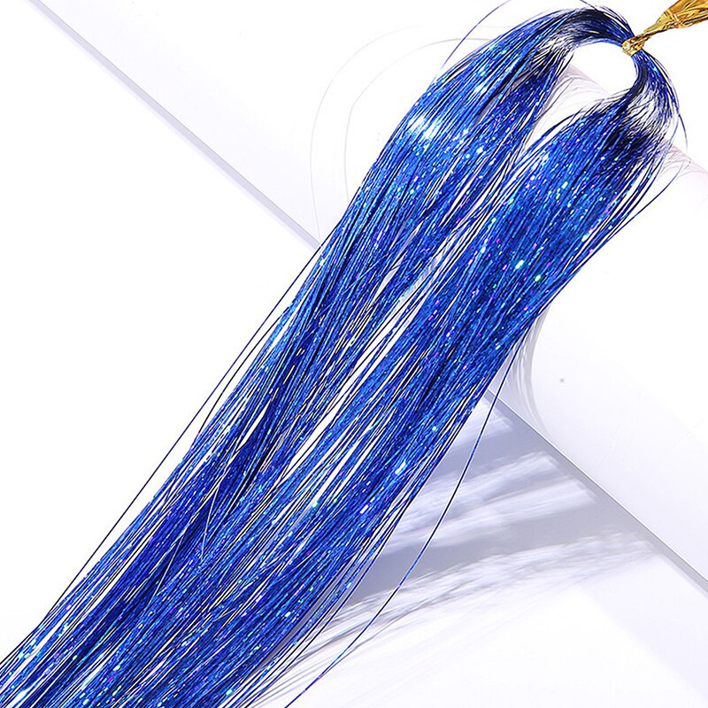 Extensions de cheveux en soie arc-en-ciel, 1 sac, guirlandes scintillantes, accessoires de fête pour filles, couvre-chef de tressage: D