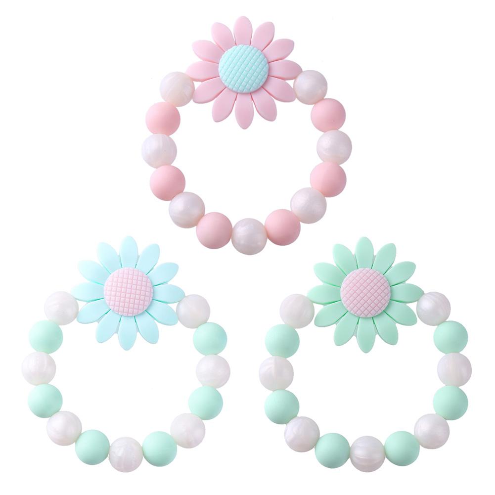Bloem Baby Armband Rammelaar Elastische Siliconen Kralen Armbanden Baby Bijtring