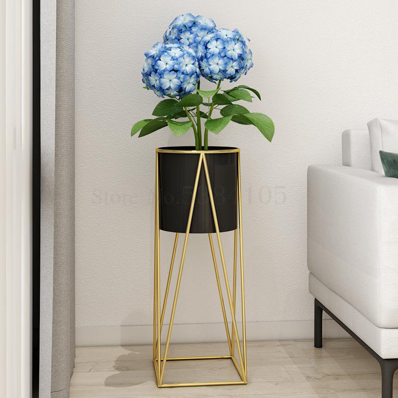 Europeisk stil enkel smidesjärn blomma stativ blomma hylla inomhus vardagsrum golvstående grön förföljande grön växt s: B