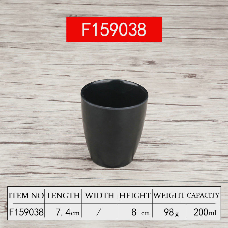 A5 Black Scrub Melamine Tableware Imitation Porcelain Plastic Restaurant Drink Tea Cup Tumblerful Tea Cup Water Coffee Cup 1 PCS: F159038