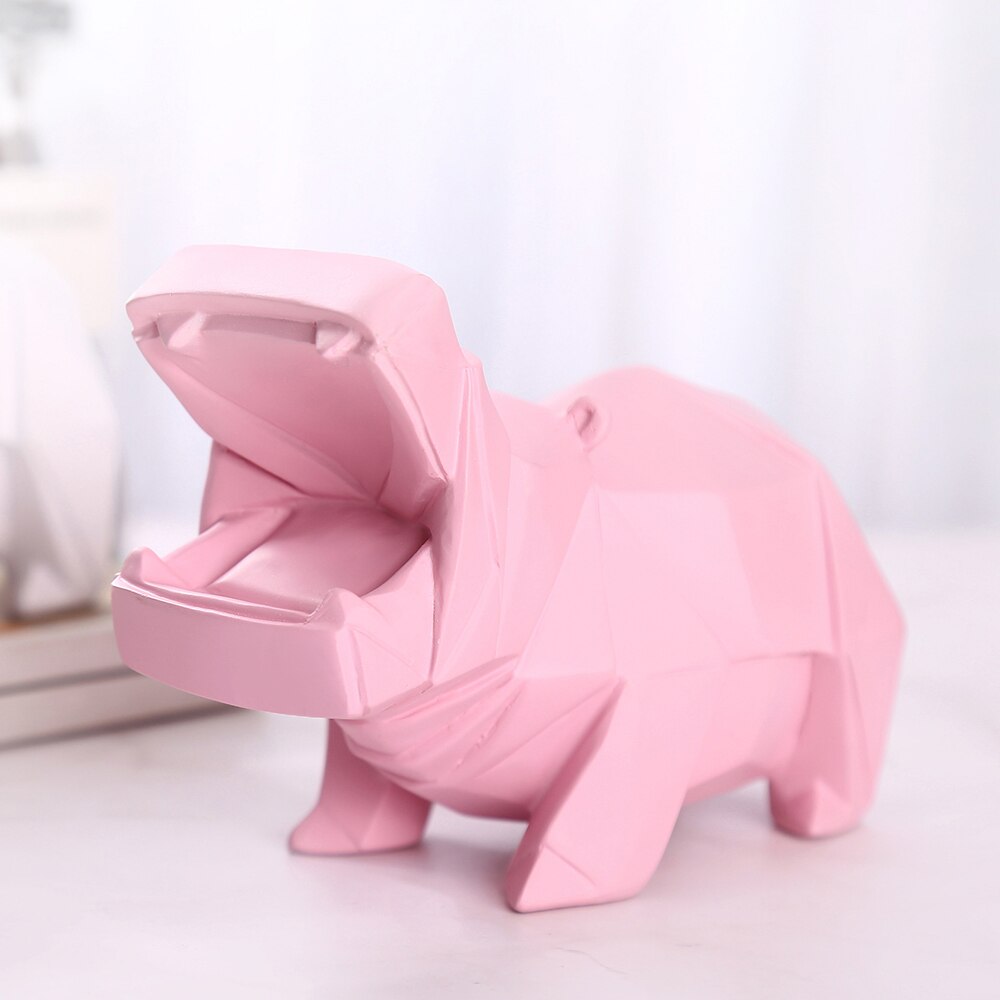 Mini mignon animaux tirelire polygone hippopotame ours polaire pour enfants adultes tirelire économiser des pièces de monnaie boîte décoration en plastique sûr